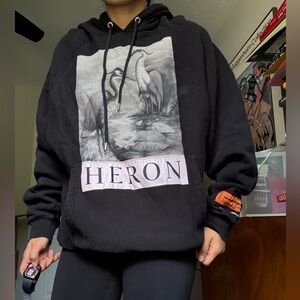 Heron Preston men black Sweatshirt with Orange Label size S